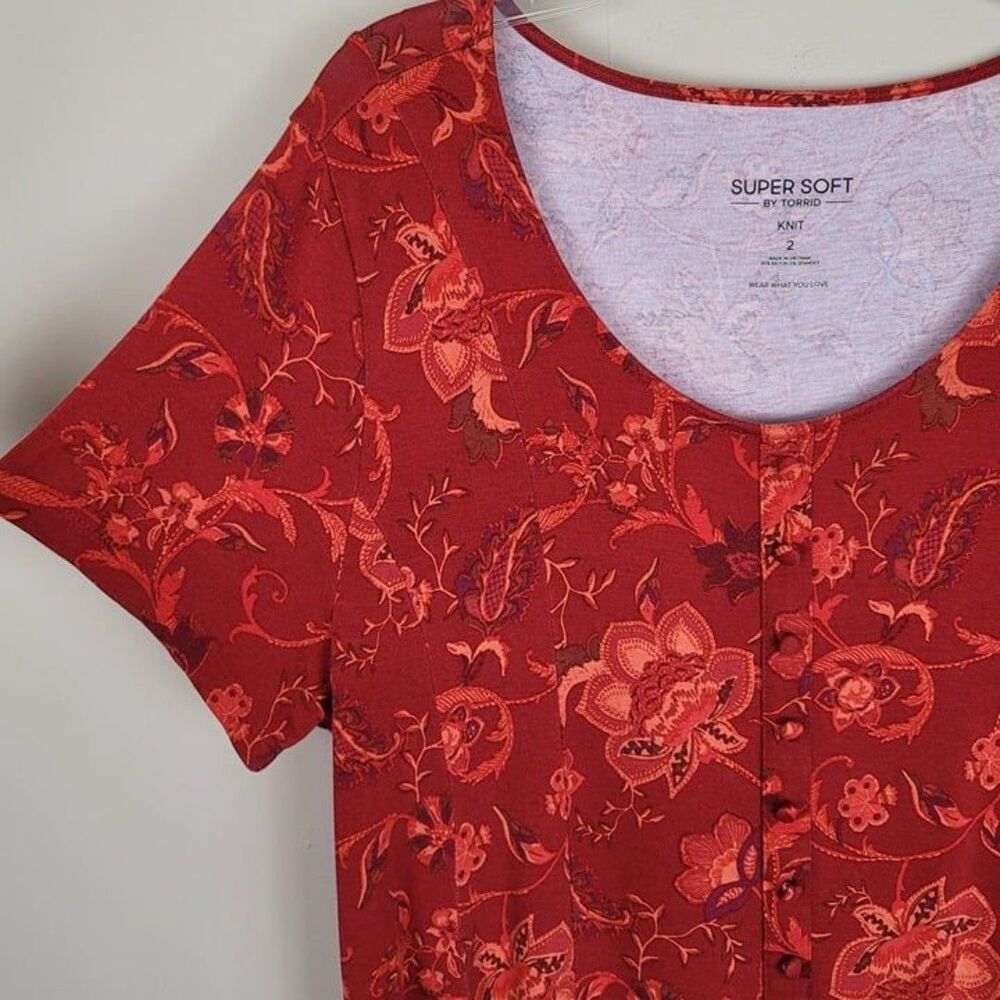 Torrid Size 2x Super Soft Button Front Seamed Top… - image 8